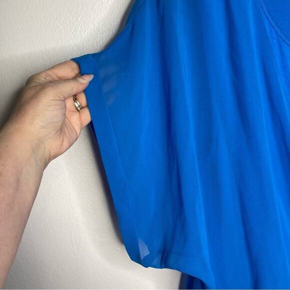 Y2K Joseph A  Blouse SZ 1X Cobalt  Blue Women's Drape 1980’s-90’s Boho - Picture 5 of 9